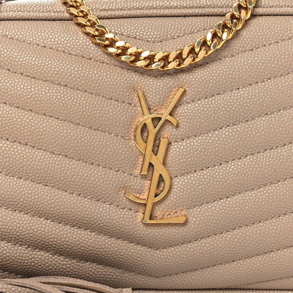 Grain De Poudre Matelasse Monogram Mini Lou Camera Bag Dark Beige