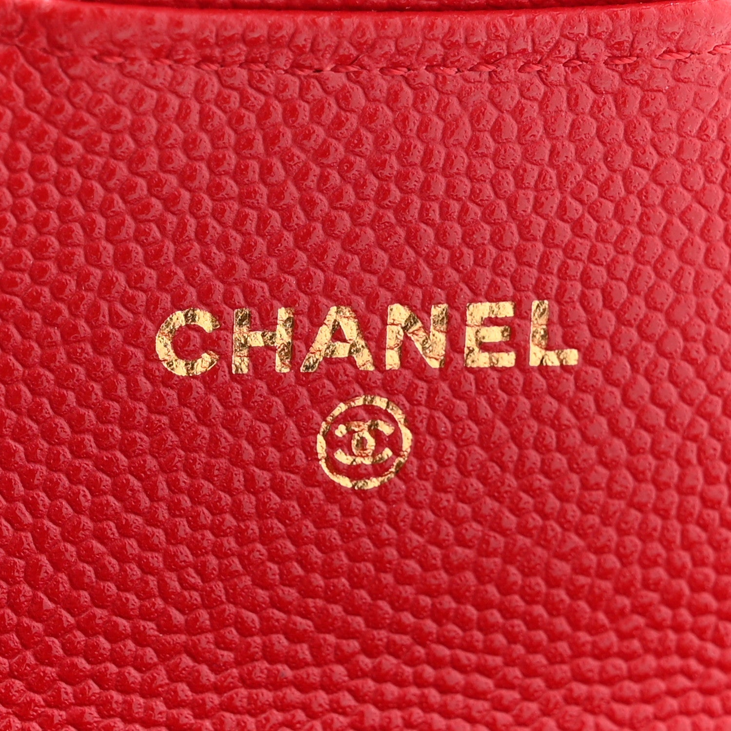 Caviar Quilted Flap  Holder Wallet Red