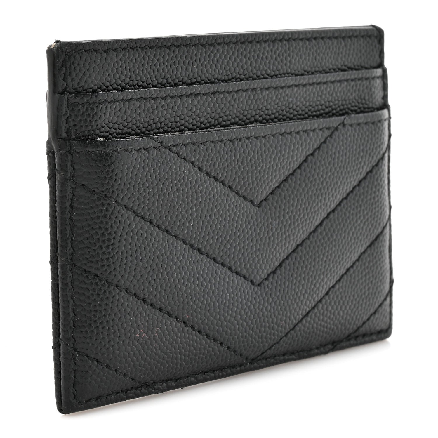 Grain De Poudre Matelasse Chevron Monogram Credit  Case Black