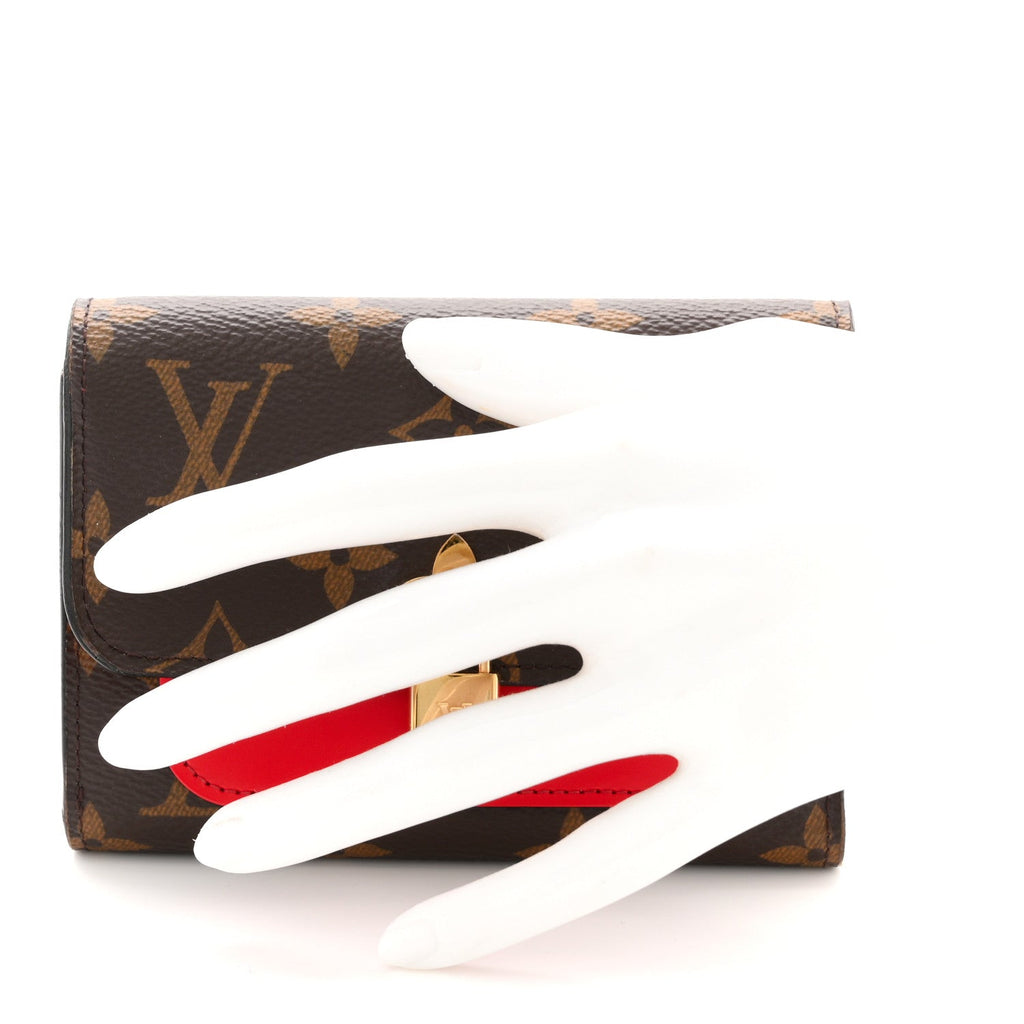 Monogram Flower Lock Compact Wallet Coquelicot