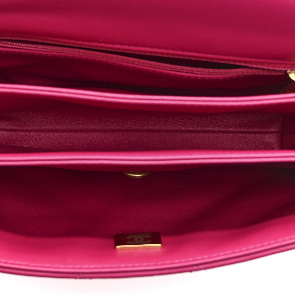 Lambskin Quilted On And On Small Chain Flap Fuchsia