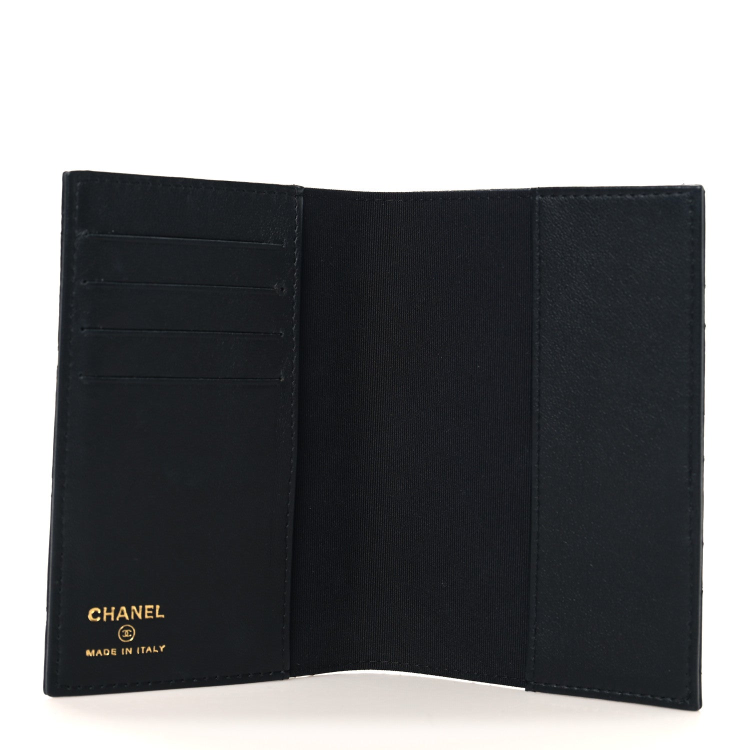 Lambskin Quilted Lucky Charms Passport Holder Black