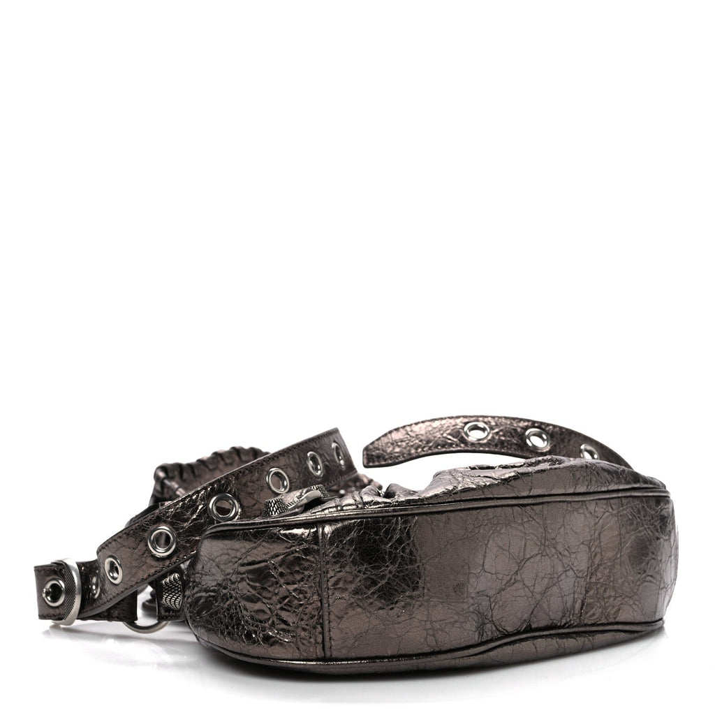 Metallic Agneau Arena Le Cagole Shoulder Bag XS Dark Bronze