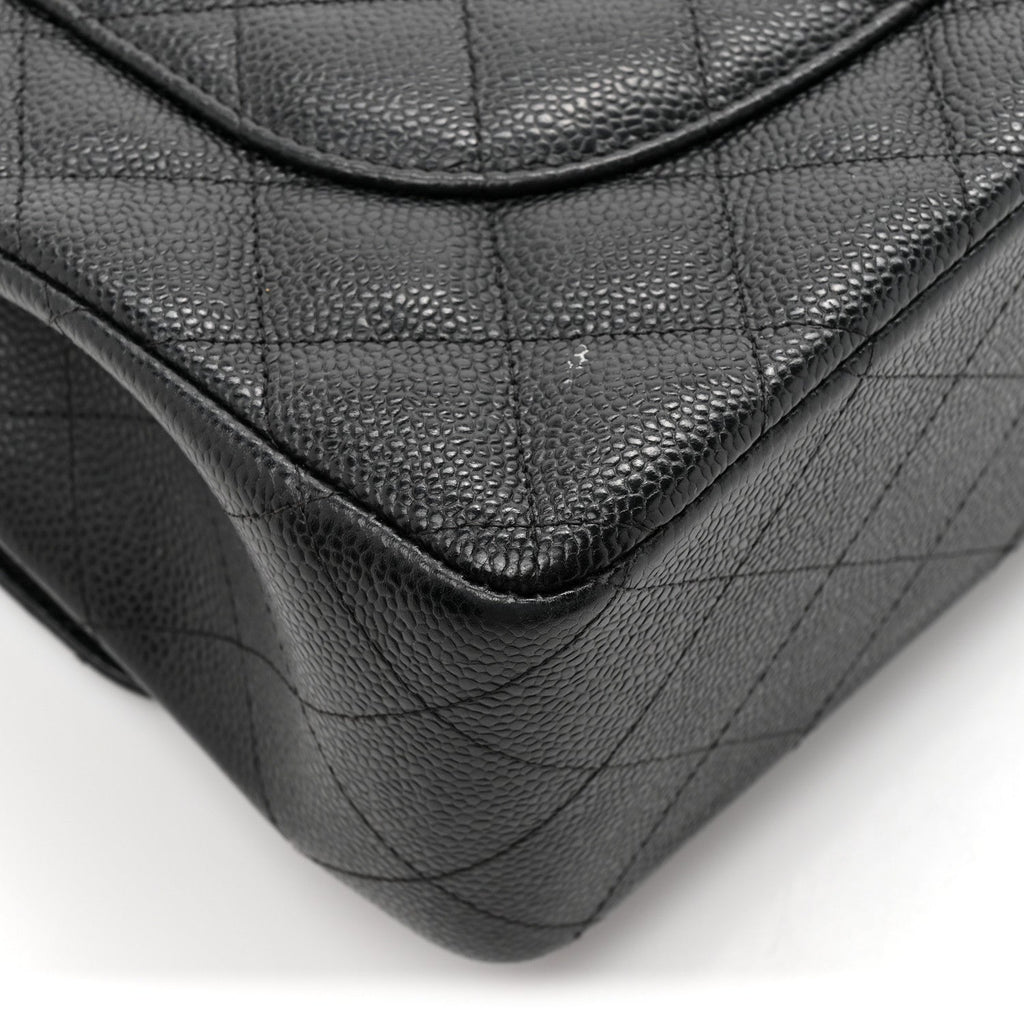 Caviar Quilted Jumbo Double Flap Black