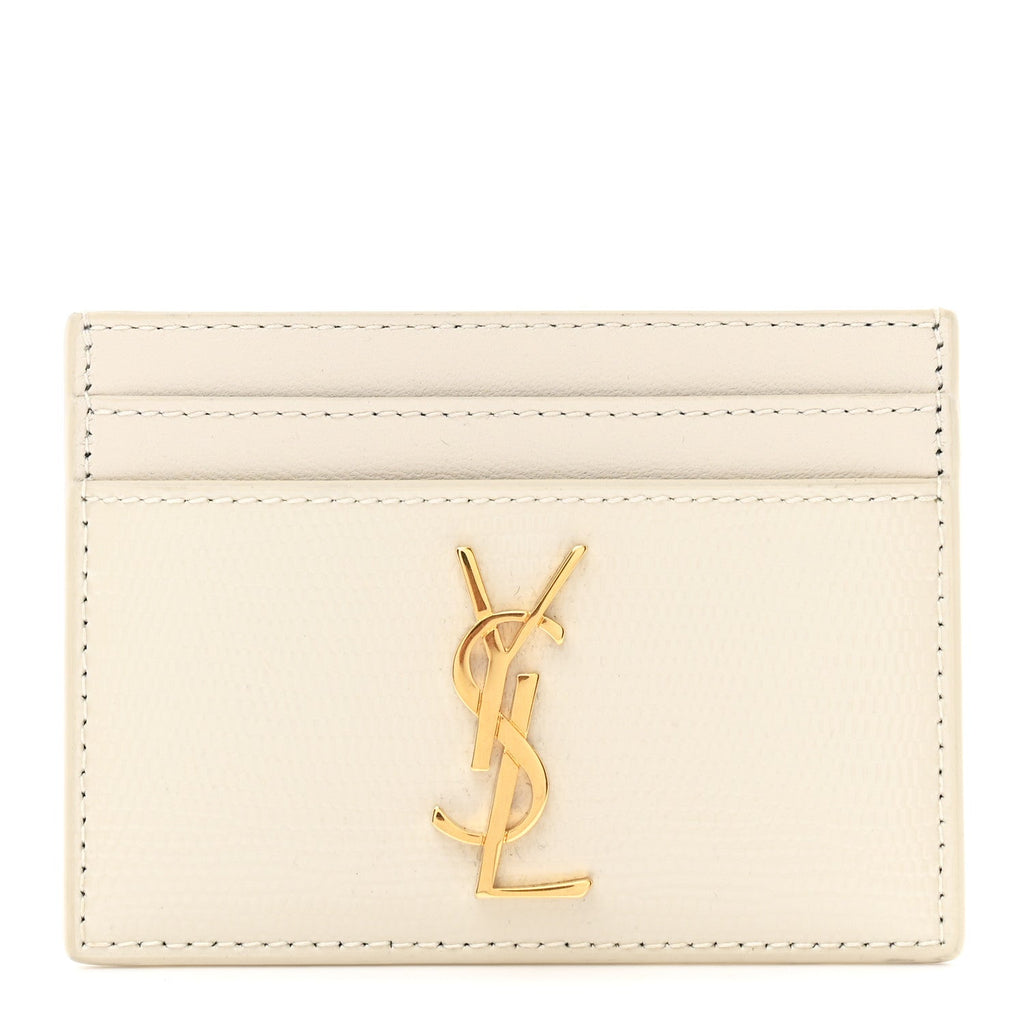 Calfskin Crocodile Embossed Monogram Credit  Case Crema Soft