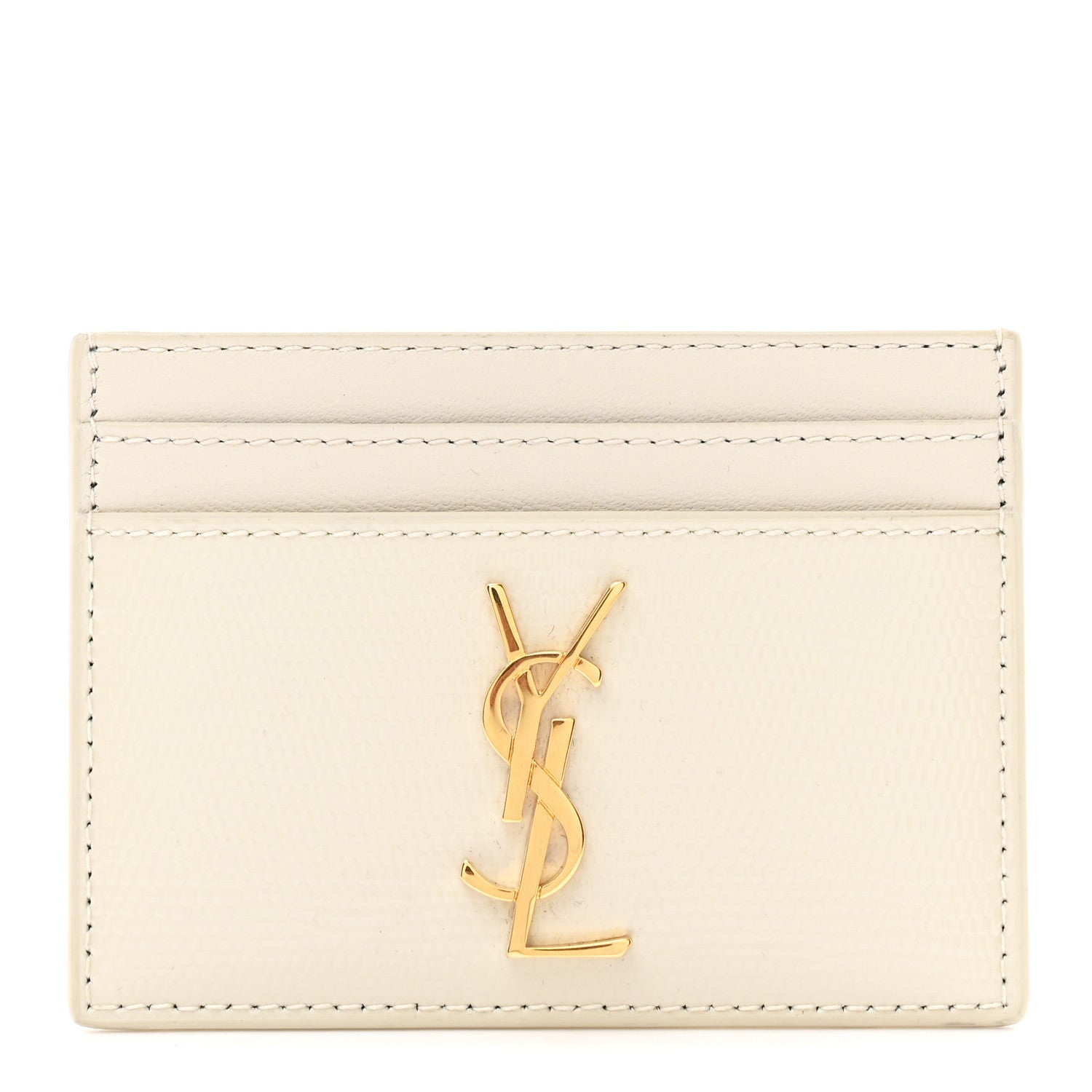 Calfskin Crocodile Embossed Monogram Credit  Case Crema Soft