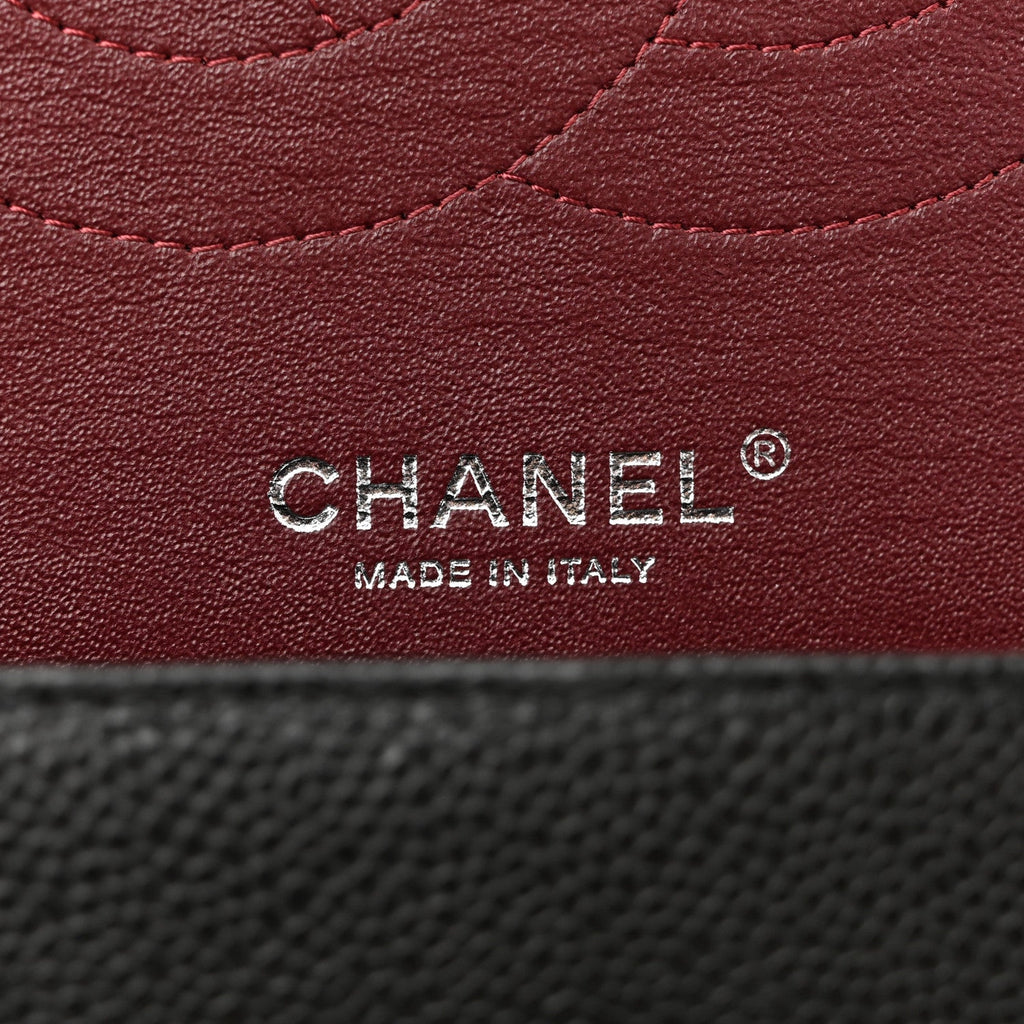 Caviar Quilted Jumbo Double Flap Black
