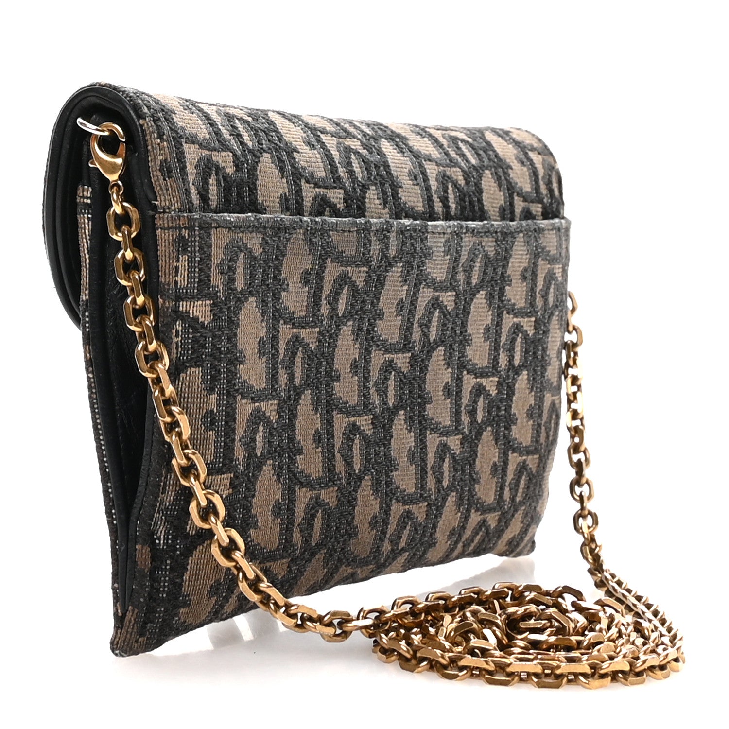 Oblique Saddle Chain Long Wallet  Blue