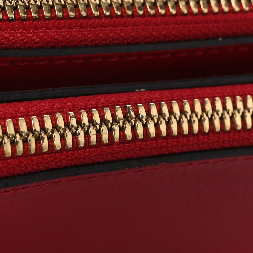 Grained Calfskin Milla Double Crossbody Bag Ruby Red