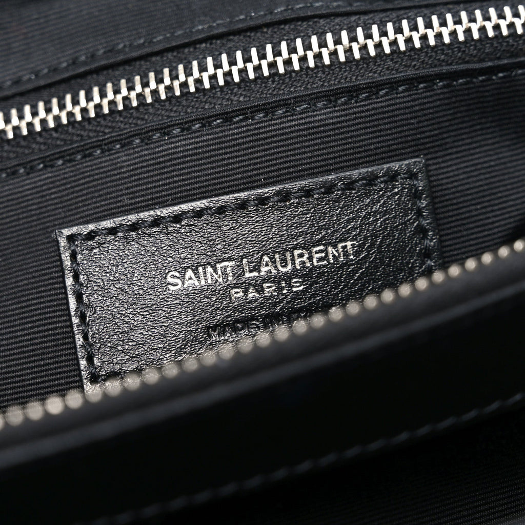 Calfskin Y Quilted Monogram Large Loulou Chain Satchel Black