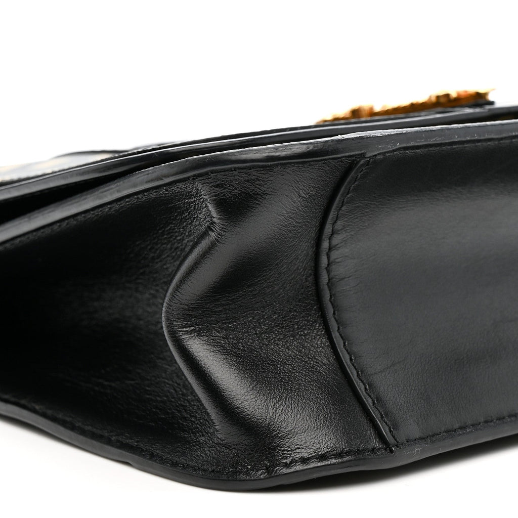 Coated Canvas La Greca Signature Print Virtus Top Handle Shoulder Bag Black Khaki