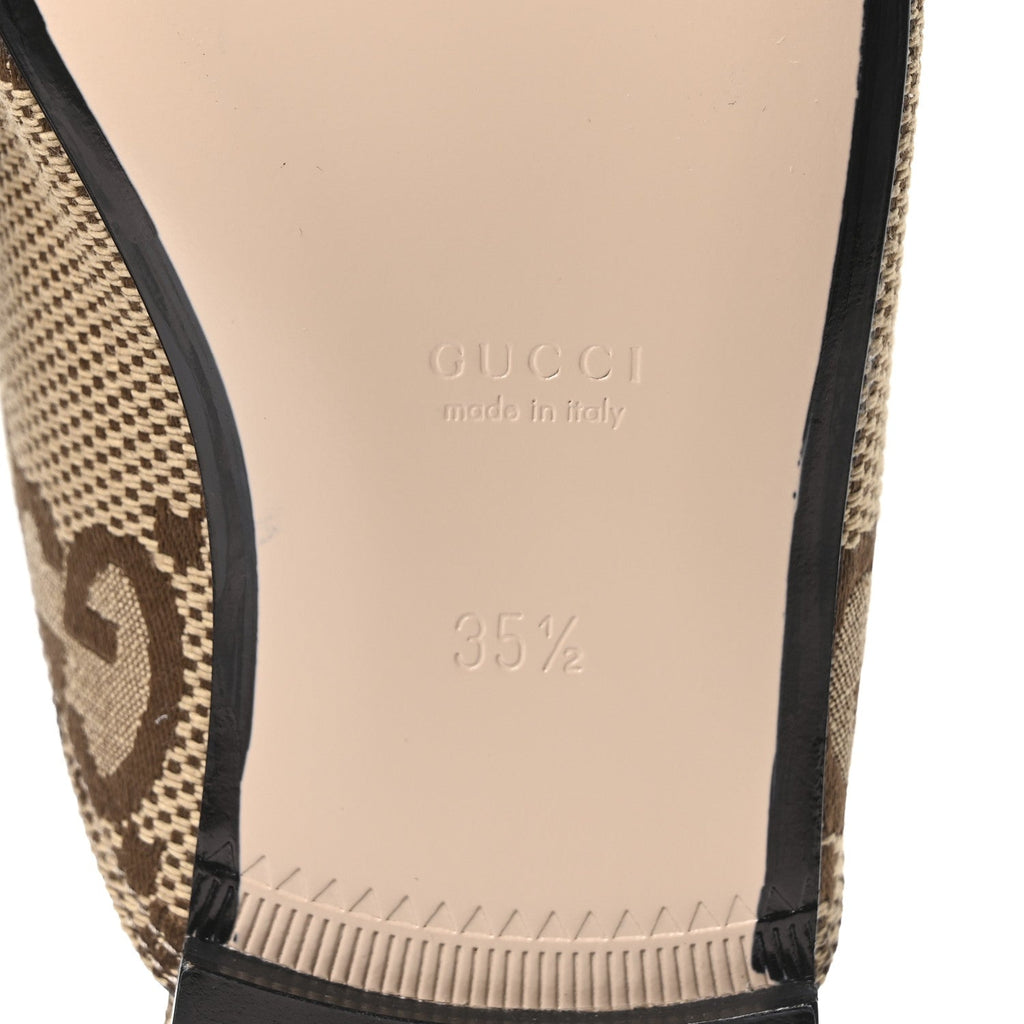 Monogram Jumbo GG Malaga Kid Womens Princetown Slippers 35.5 Camel Ebony New Acero Beige