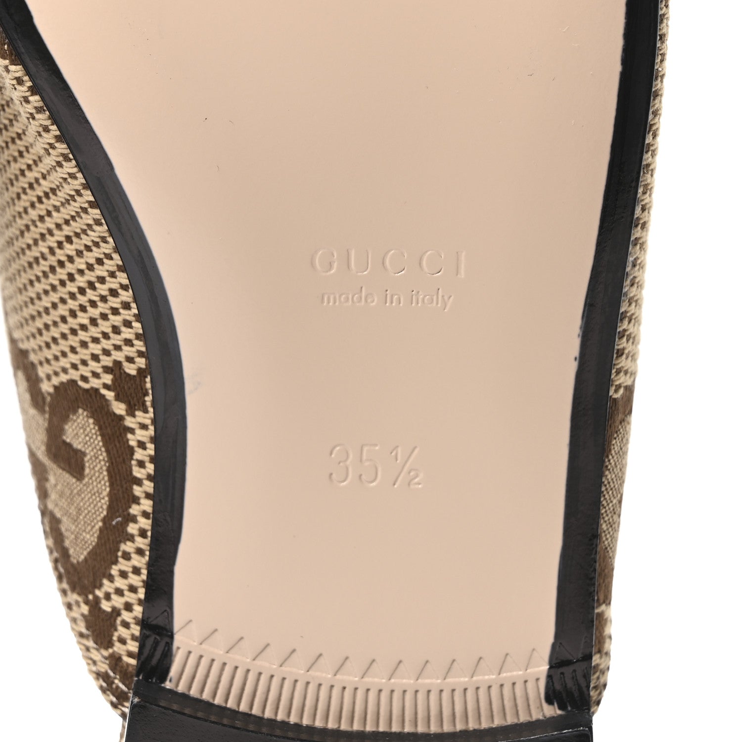 Monogram Jumbo GG Malaga Kid Womens Princetown Slippers 35.5 Camel Ebony New Acero Beige