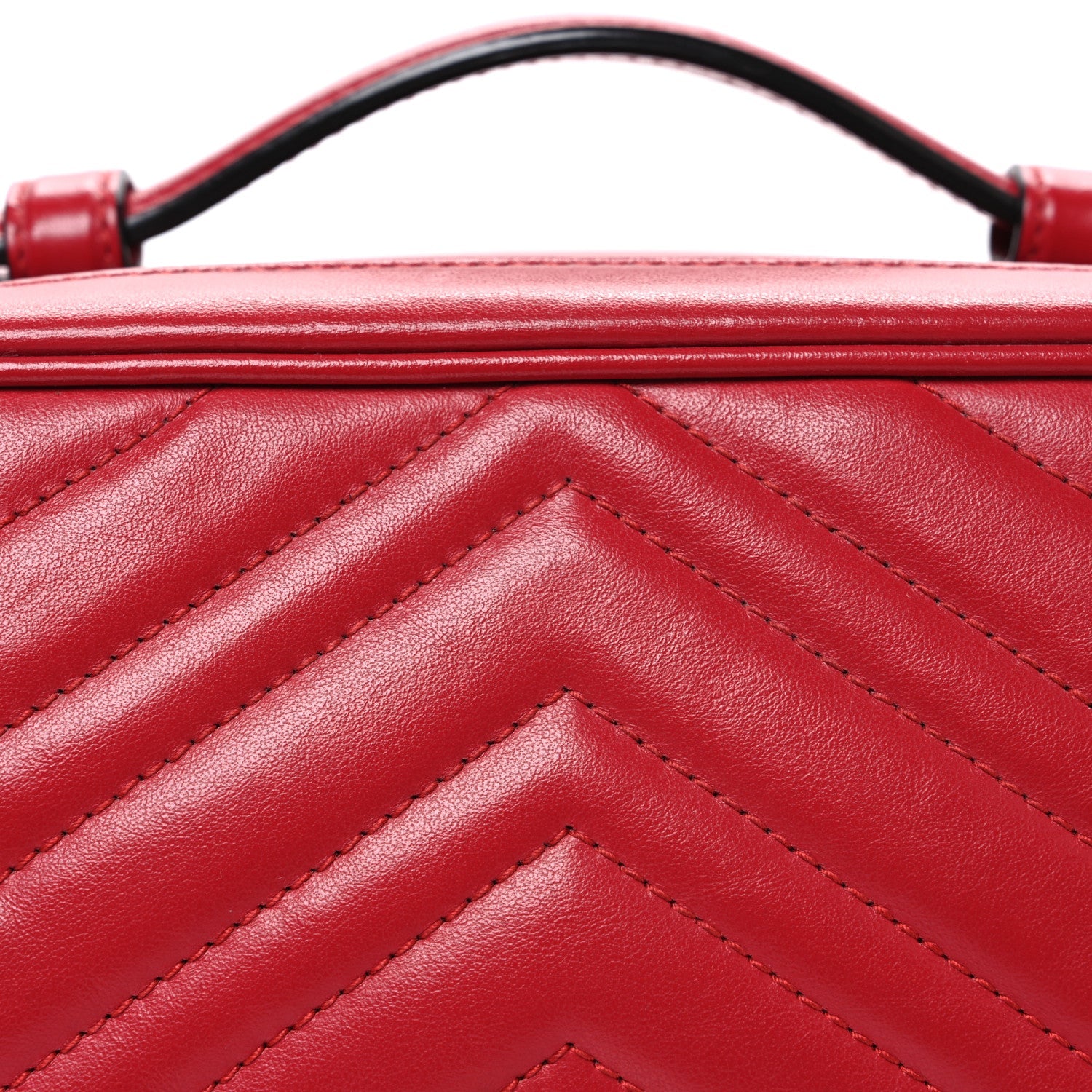 Calfskin Matelasse Sylvie Web Small GG Marmont Top Handle Shoulder Bag Hibiscus Red