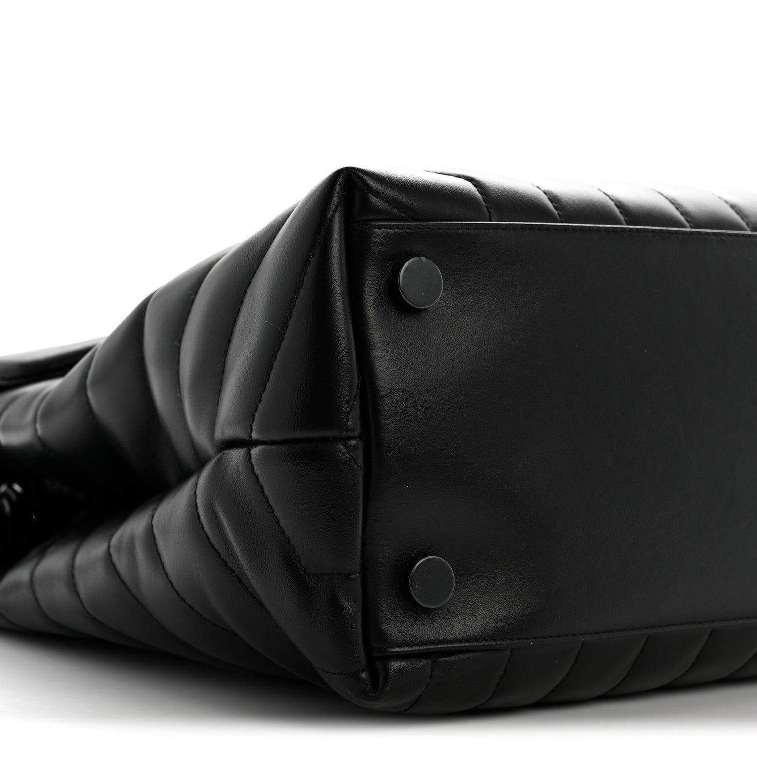 Calfskin Y Quilted Monogram Monochrome Large Loulou Chain Satchel Black