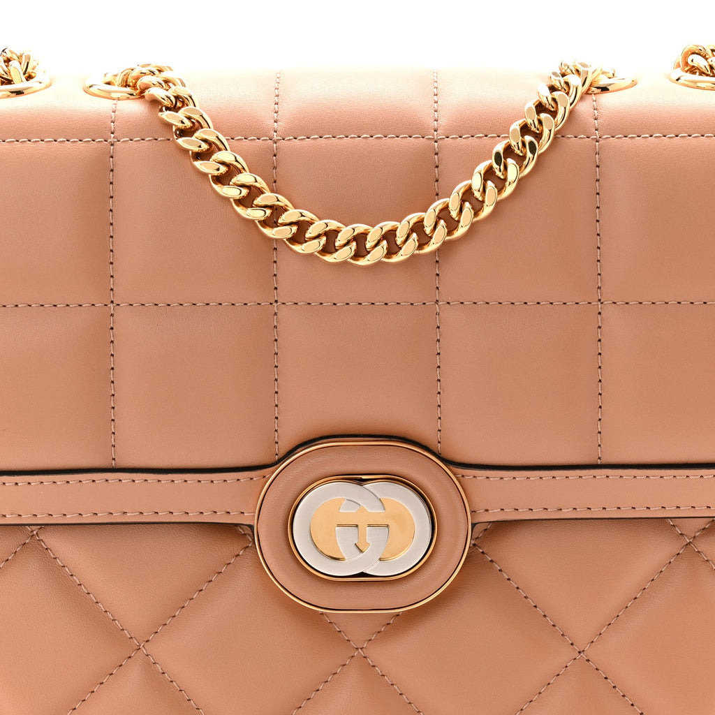 Calfskin Quilted Small Deco Shoulder Bag Camelia