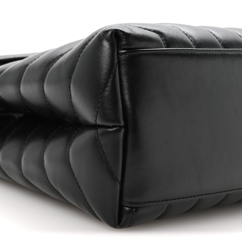 Calfskin Y Quilted Monogram Medium Loulou Chain Satchel Black