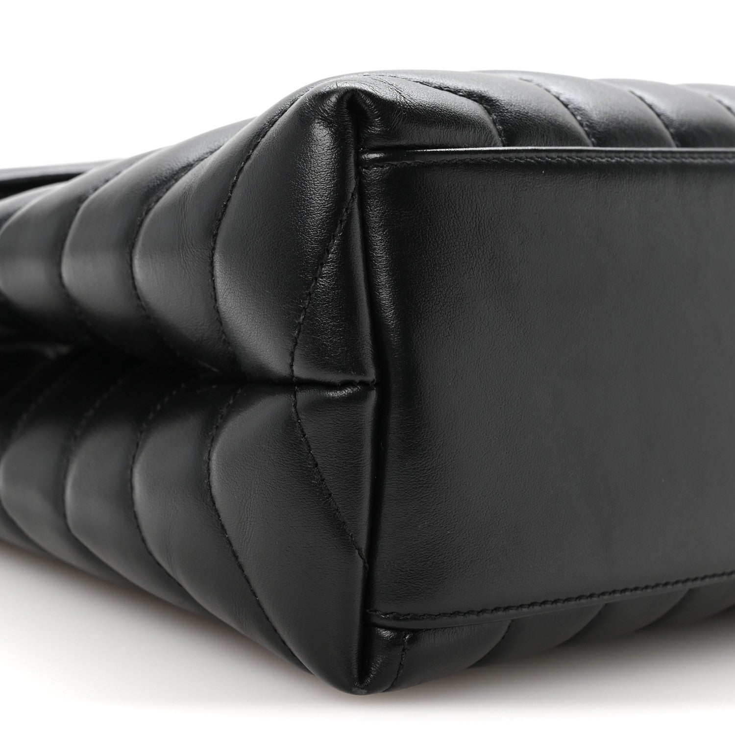 Calfskin Y Quilted Monogram Medium Loulou Chain Satchel Black