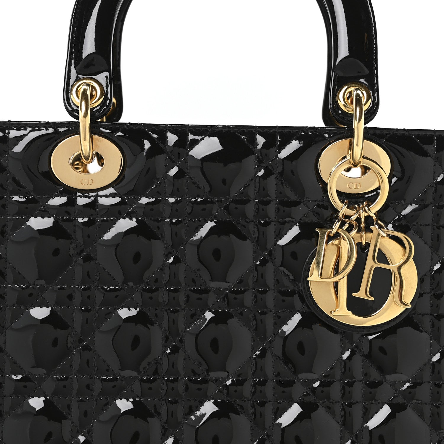 Patent Cannage Large Lady Dior Black