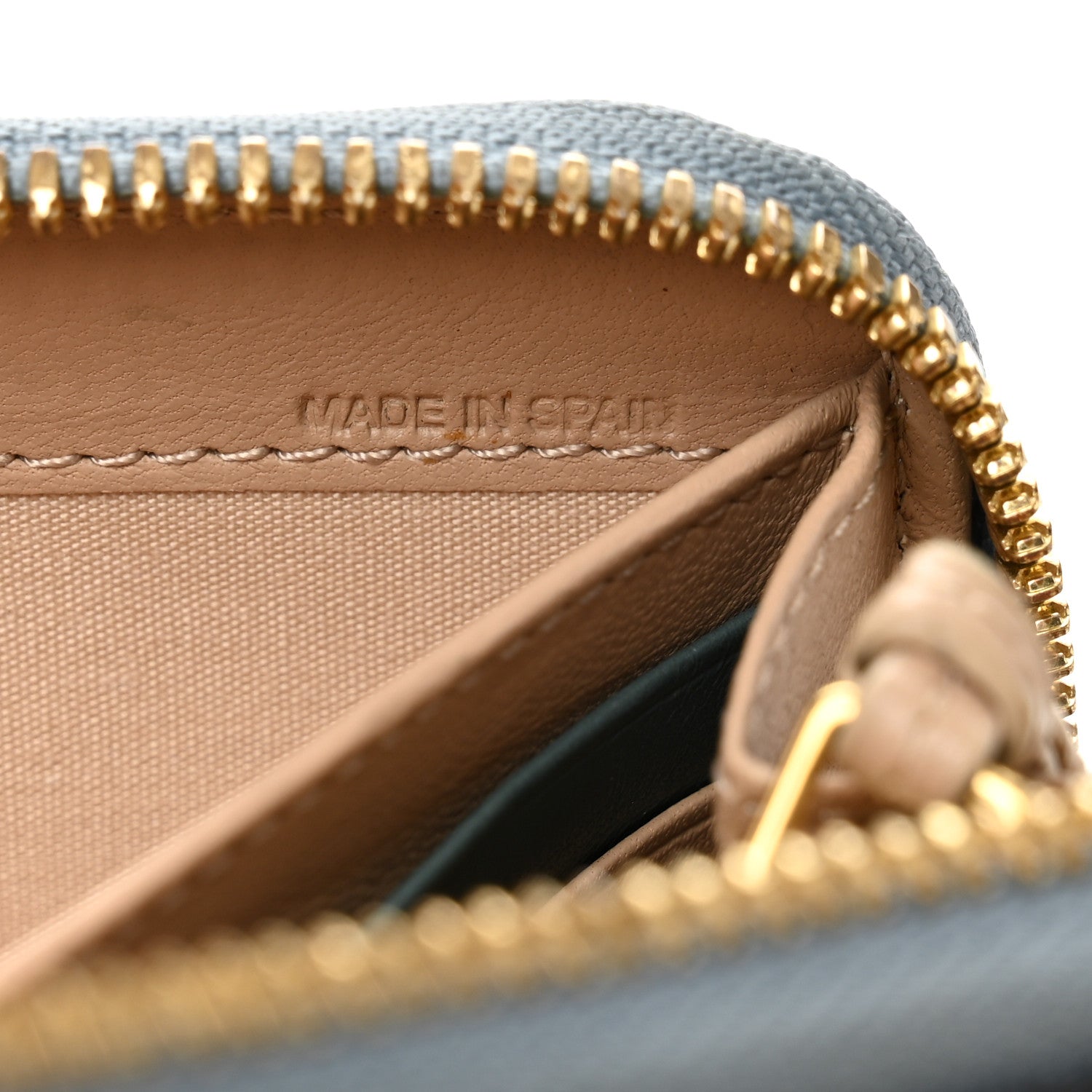 Grained Calfskin Alphabet Long Zip Around Wallet Cloudy Blue