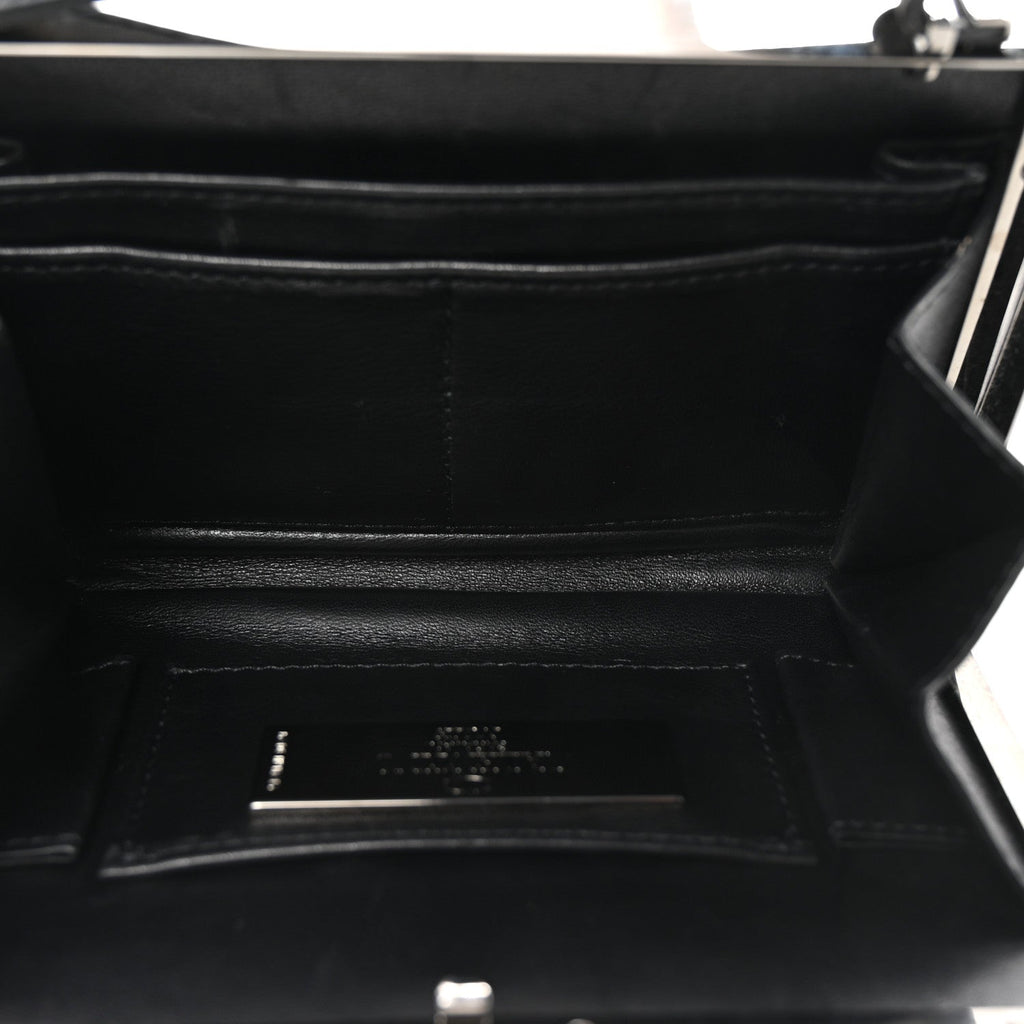 Vitello Monochrome Rockstud Allover Top Handle Clutch Black