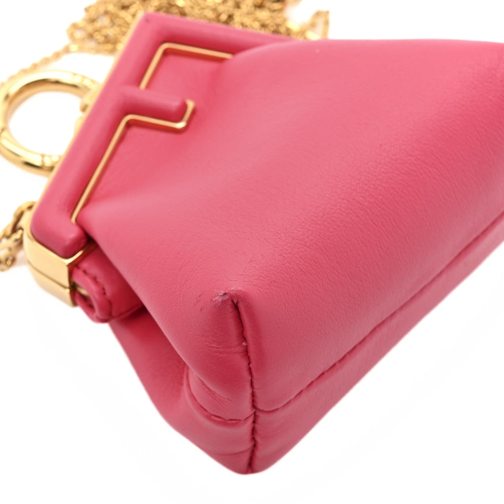 Shiny Nappa Nano Fendi First Bag Charm Lampone