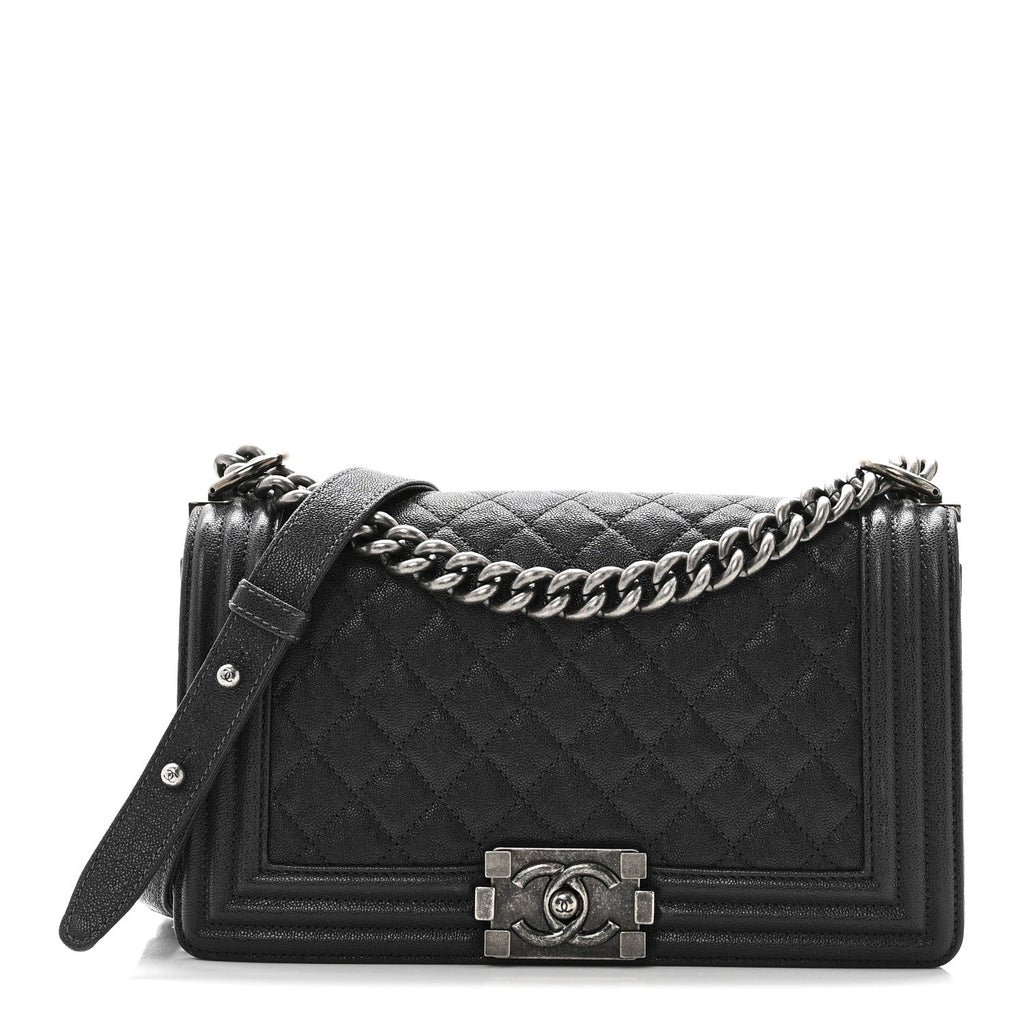 Caviar Quilted Medium Boy Flap Charcoal
