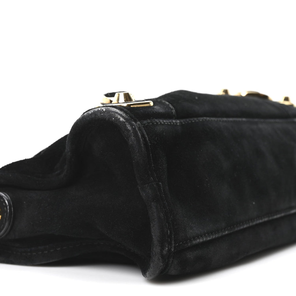 Baby Daim Suede Gold Metallic Edge Hardware Mini City Black