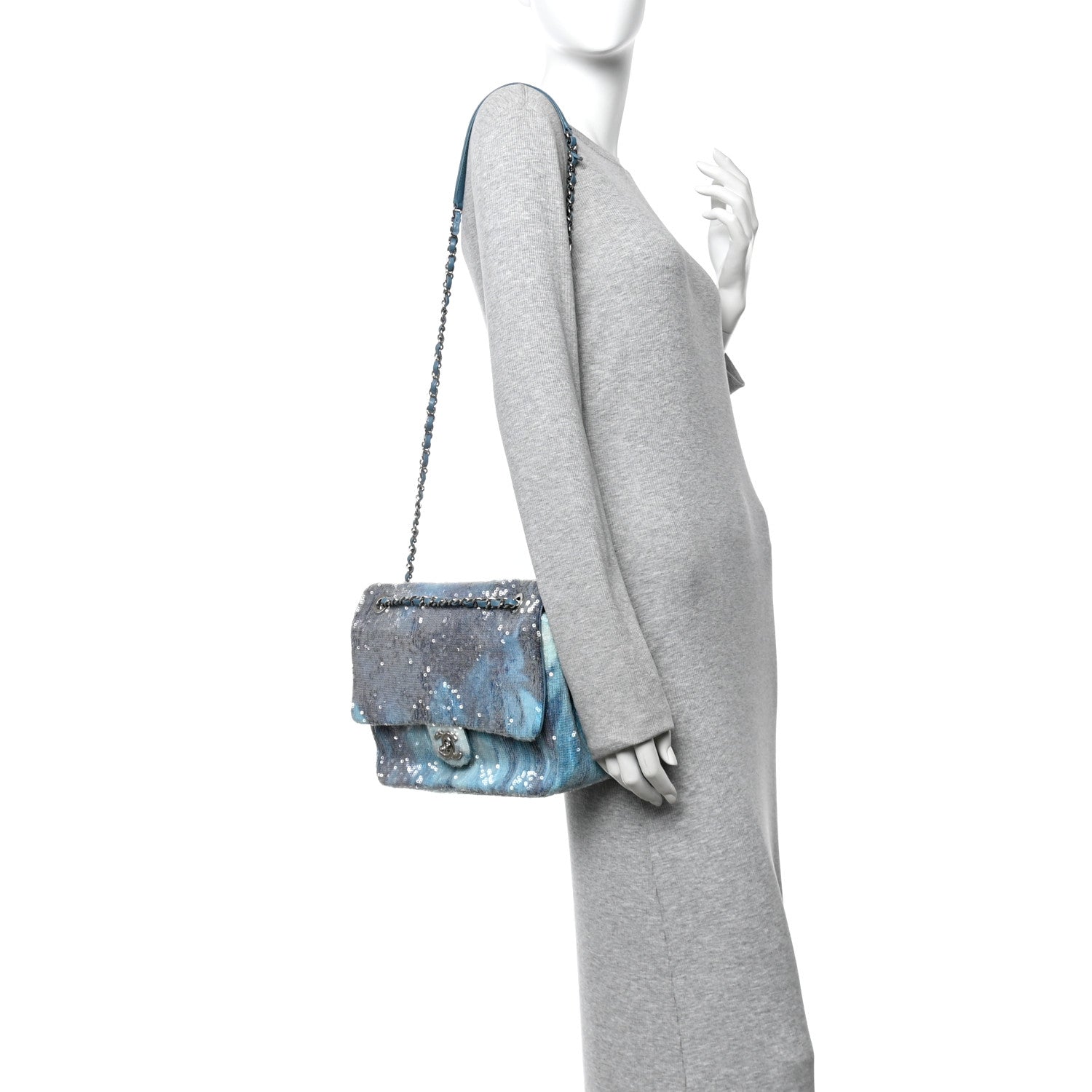Sequin Large Waterfall Flap Light Blue