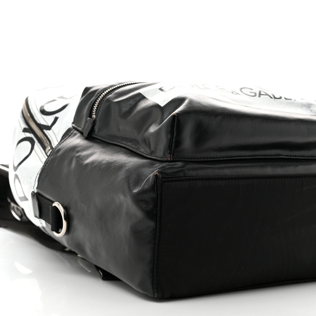 Calfskin Coated Canvas Vulcano Backpack Black