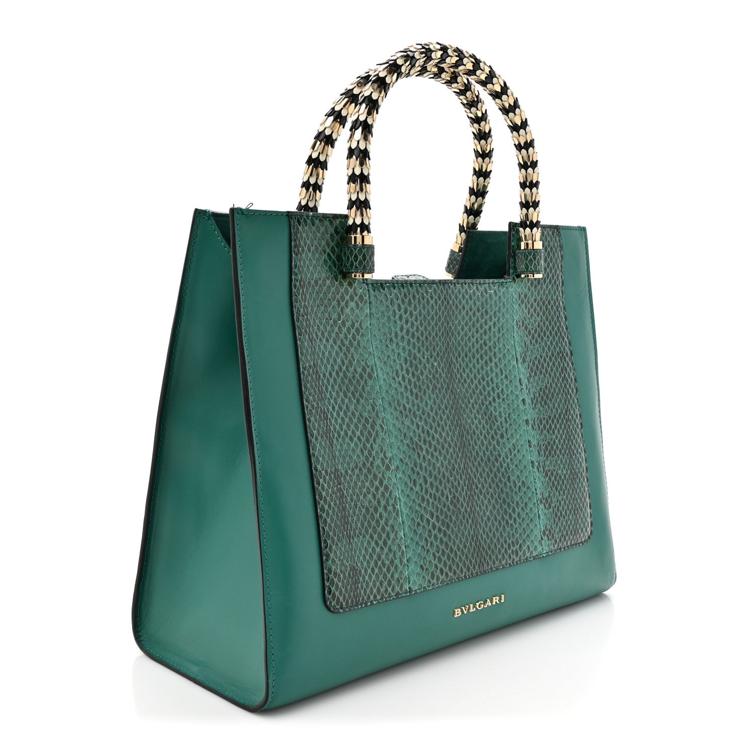 Snakeskin Medium Serpenti Top Handle Tote Emerald