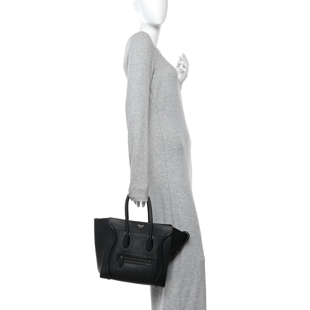 Drummed Calfskin Micro Luggage Black