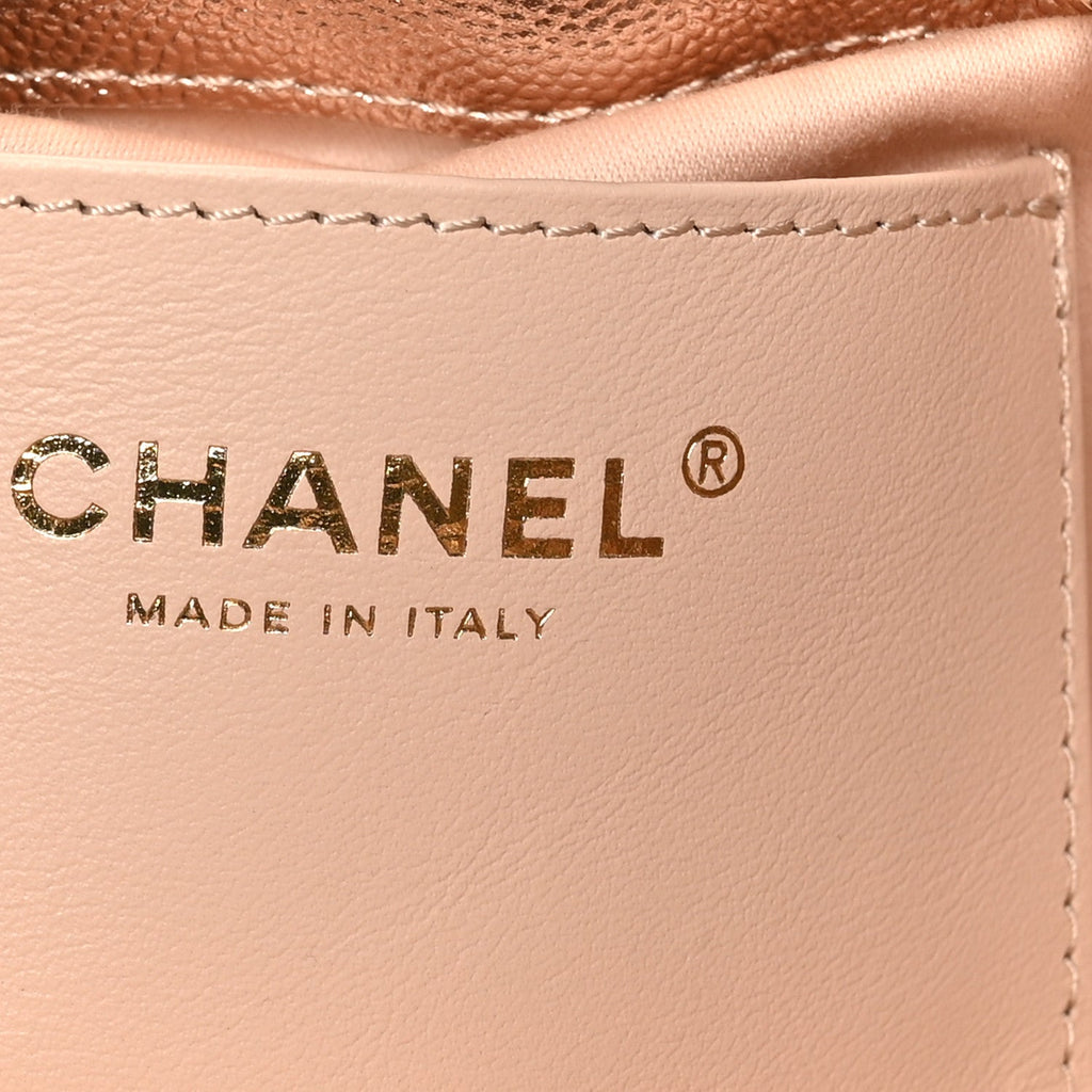 Metallic Caviar Quilted Mini Chanel 25 Handbag Copper