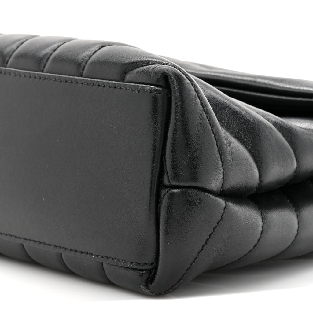 Calfskin Y Quilted Monogram Small Loulou Chain Satchel Black