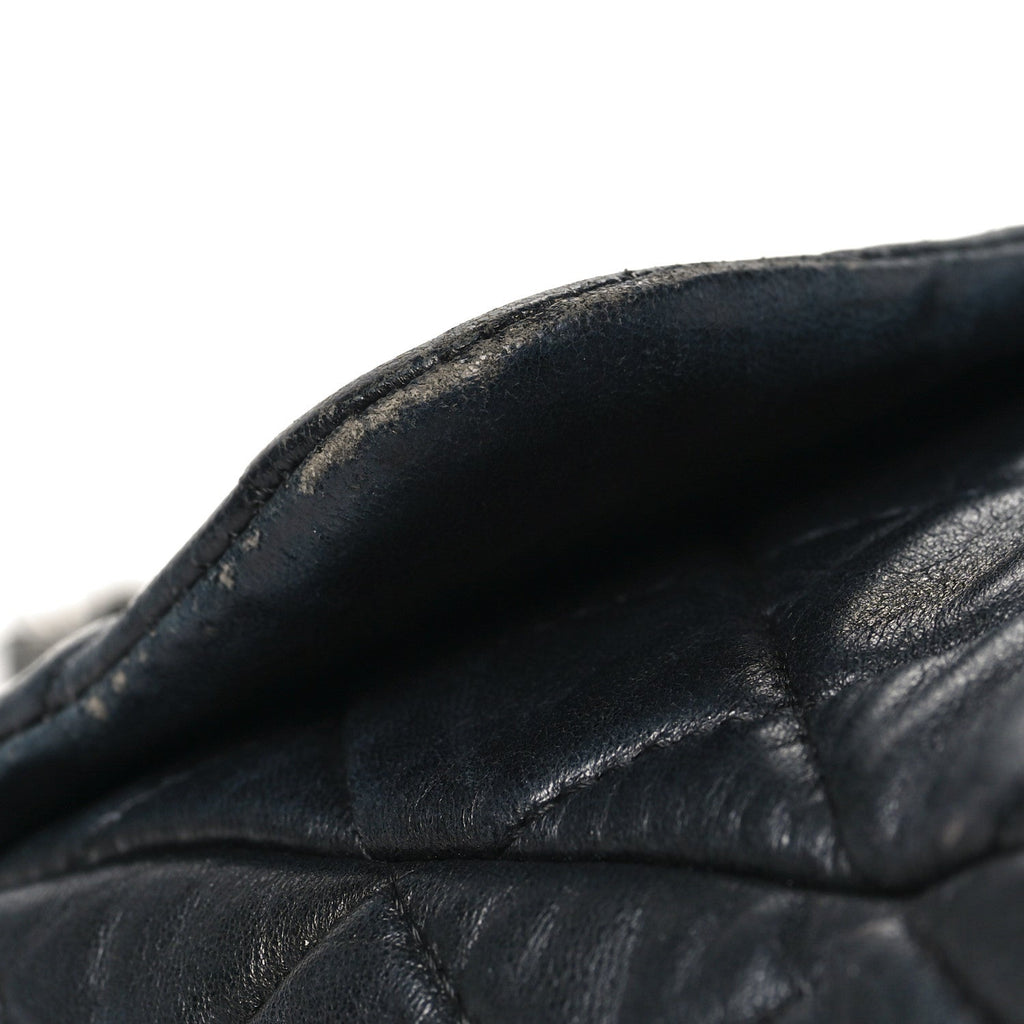 Lambskin Quilted Jumbo Single Flap Black