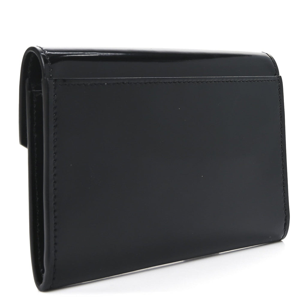 Patent Calfskin Small Monogram Envelope Wallet Black