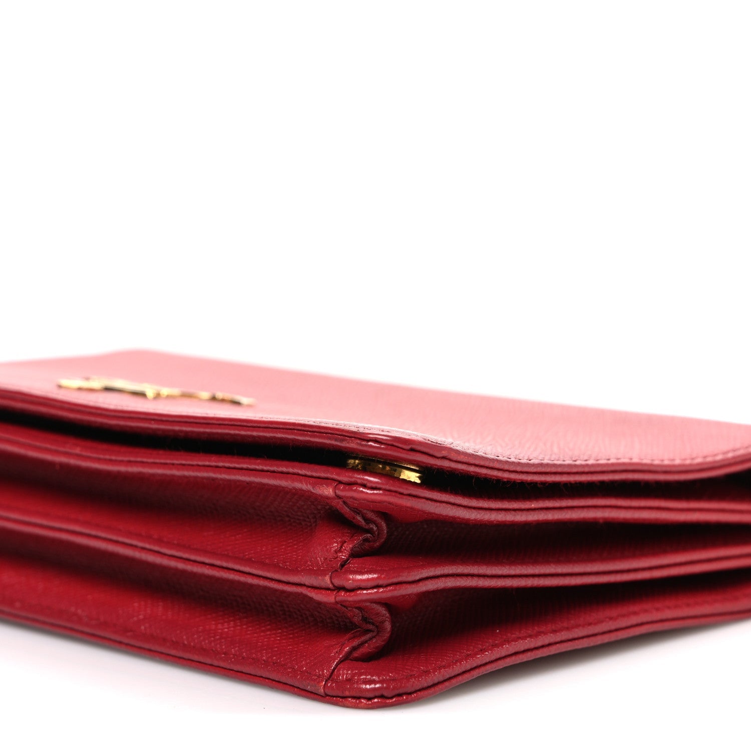 Saffiano Lux Chain Wallet Fuoco