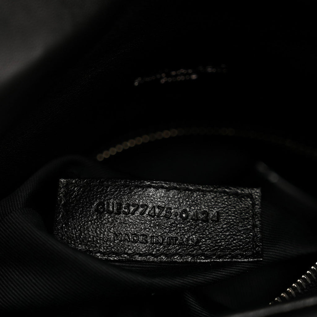 Lambskin Quilted Medium Loulou Puffer Monogram Chain Satchel Black