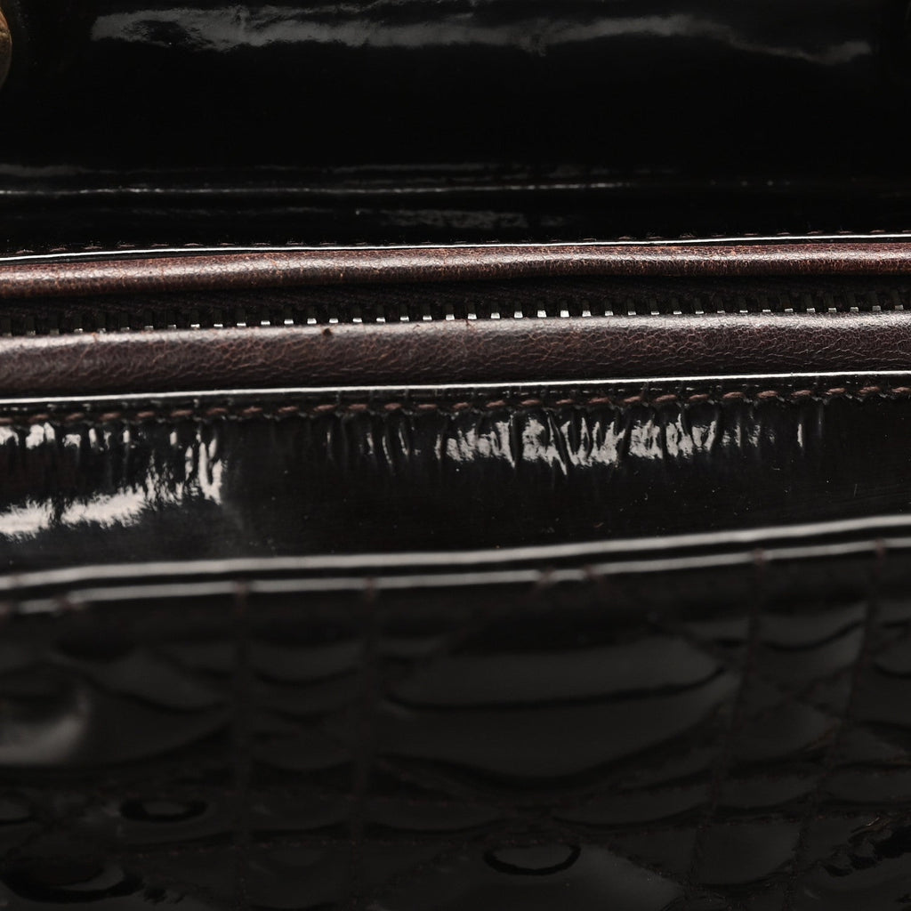 Patent Cannage Medium Lady Dior Dark Brown