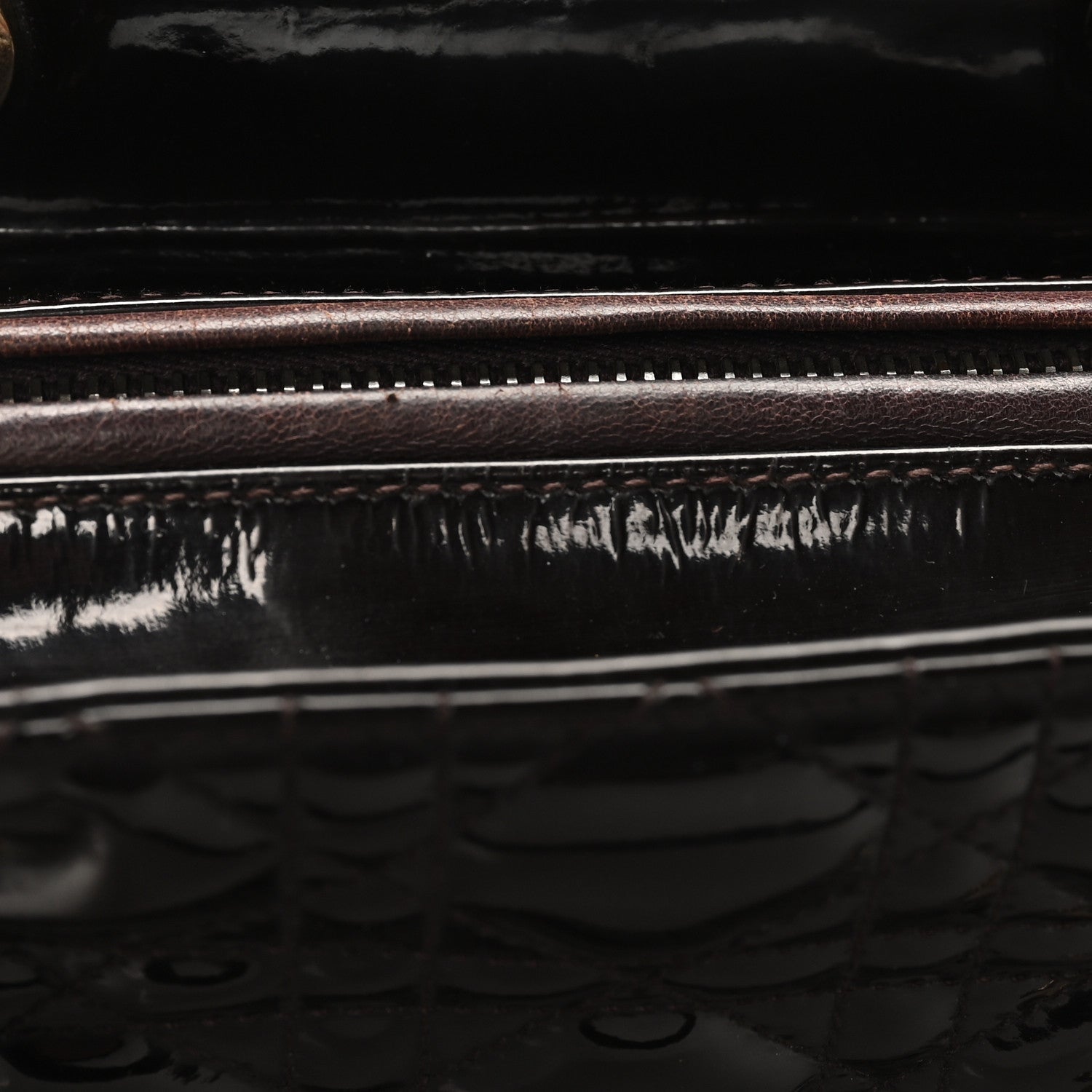 Patent Cannage Medium Lady Dior Dark Brown