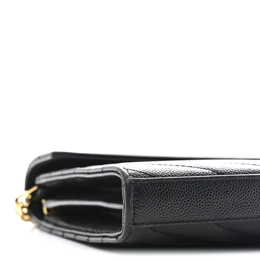 Grain De Poudre Matelasse Chevron Monogram Chain Wallet Black