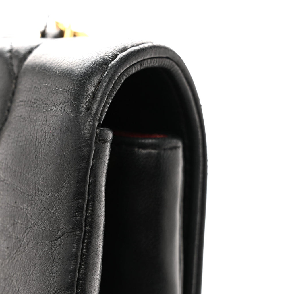 Lambskin Quilted Medium Single Flap Black