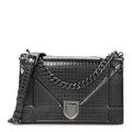 Metallic Patent Micro-Cannage Medium Diorama Flap Bag Onyx Black
