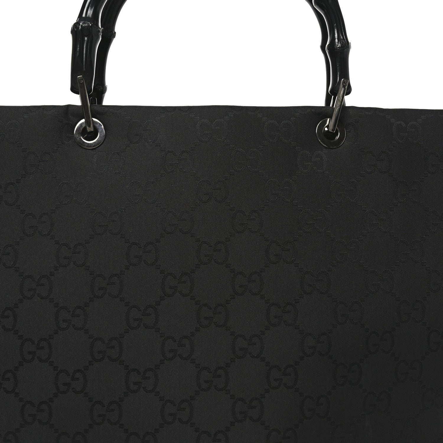 Nylon Monogram Large Bamboo Shopper Tote Black