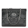 Calfskin Macrocannage Diamond Caro Zipped Pouch With Chain Black