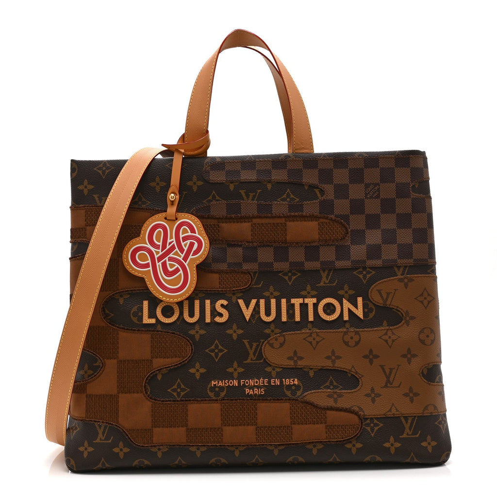 Monogram Landscape Shopper Tote MM Brown