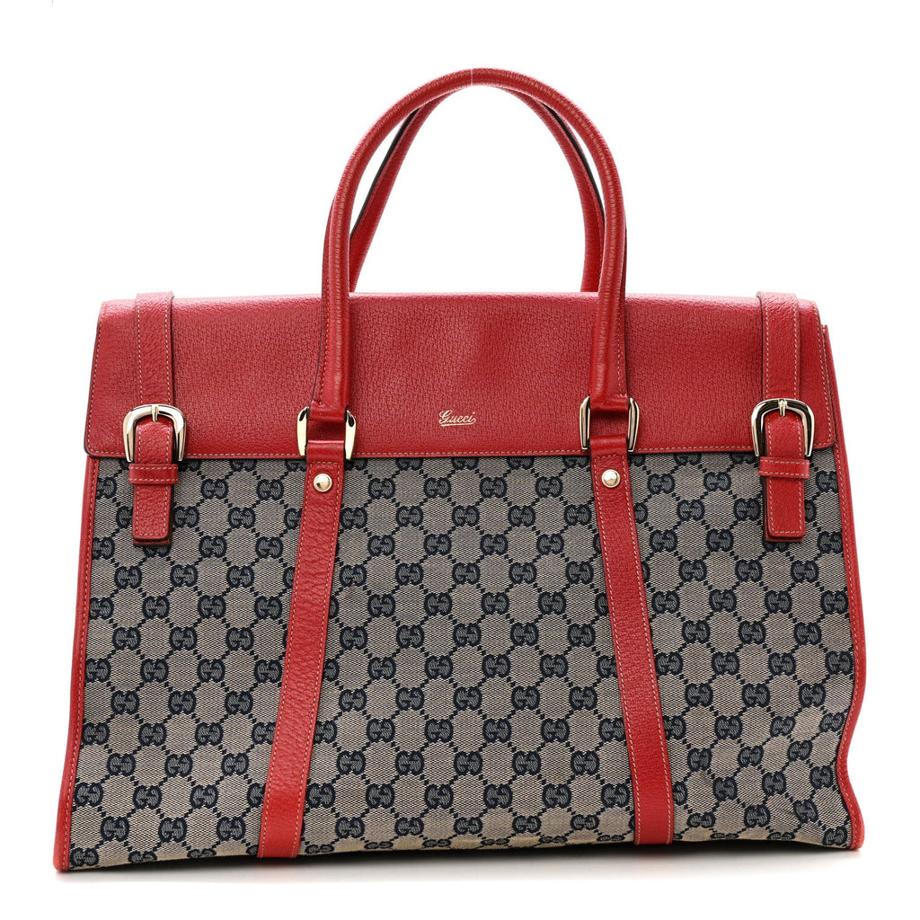 Monogram Work Tote Navy Red