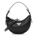 Soft Calfskin Arque Shoulder Bag Black