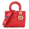 Lambskin Cannage Small Lucky Badges My Lady Dior Red
