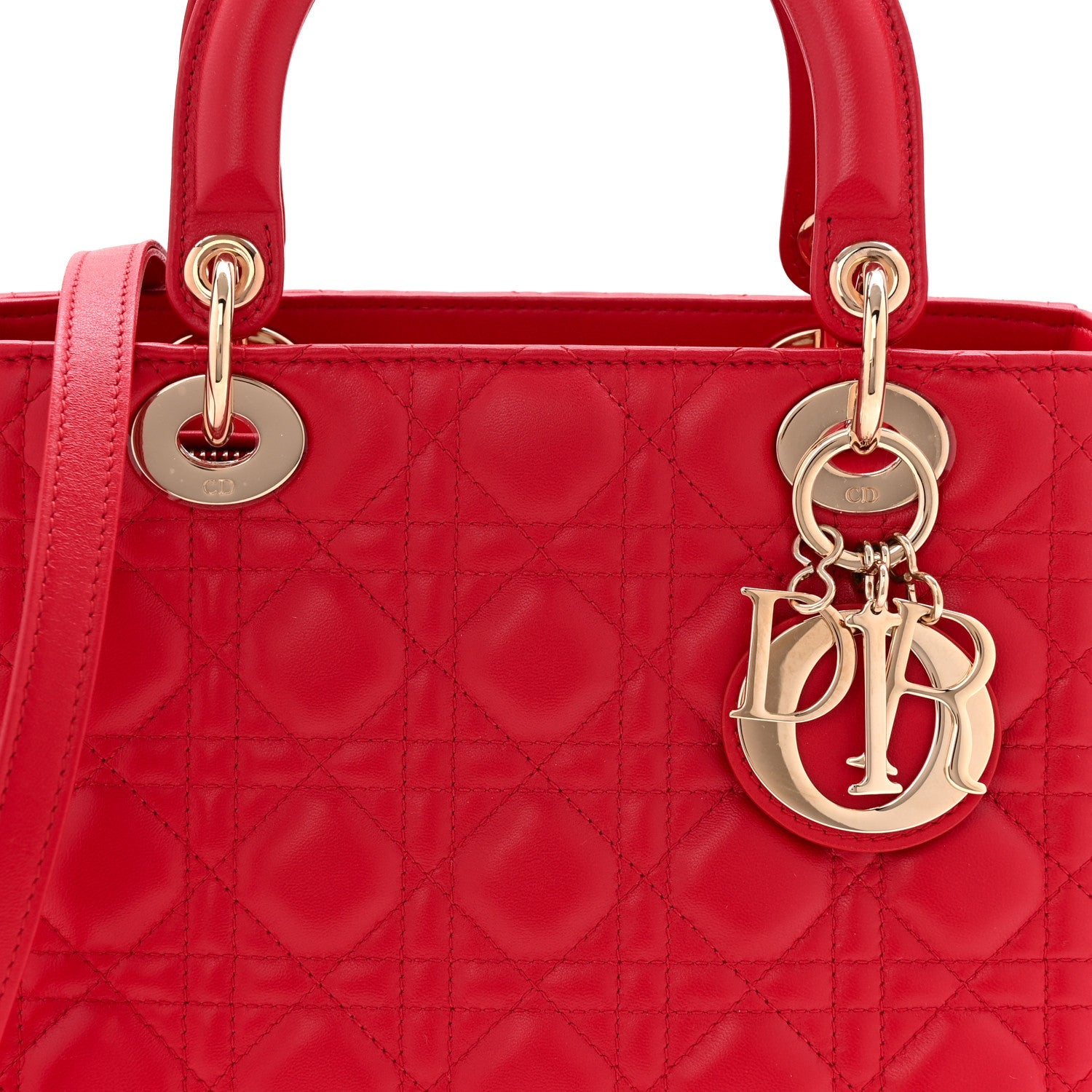 Lambskin Cannage Medium Lady Dior Red